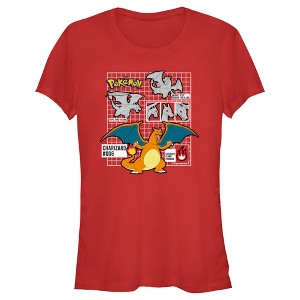 Juniors Womens Pokemon Charizard Info Grid T-Shirt - 1 of 4