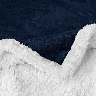 Navy Twin Sherpa Fleece Reversible Throw Blanket