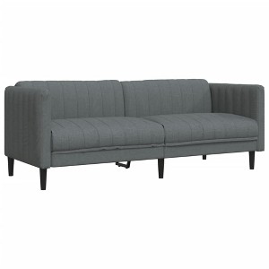 vidaXL Dark Gray 3-Seater Sofa - Modern Polyester Fabric Couch Settee with Padded Seating for Living Room/Lounge Area - 1 of 4