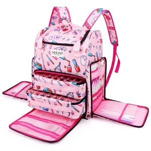 SAVILAND 33L Large Nail Polish Organizer Bag with Light - Holds 80 Bottles & Lamp, Portable Manicure Storage Case, Pink(1 Pack) (G-Pink) - 1 of 4