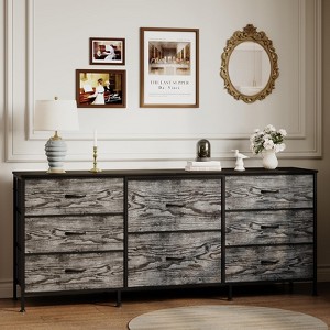 8-Drawer Fabric Dresser&TV Stand with Wooden Top,Metal Frame Storage  Cabinet,Wide Closet Organizer for Bedroom, Living Room or Hallway,63" x 27"  x 14" : Target