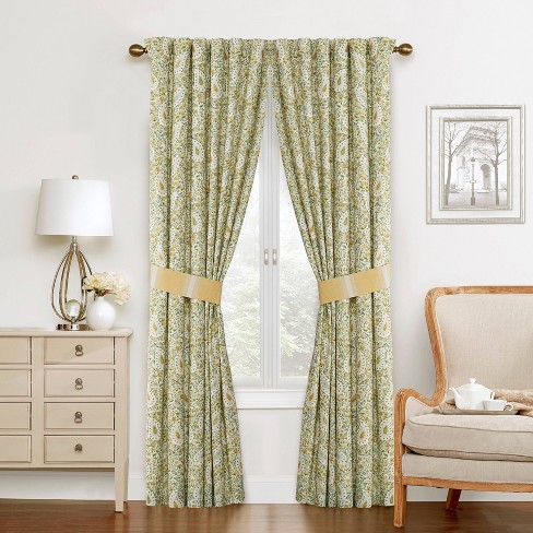 Waverly Curtain Panel Pair Green Yellow Ivory Paisley Target