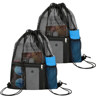 Generic 2 PACK Mesh Drawstring Backpack Bag, Multifunction Mesh