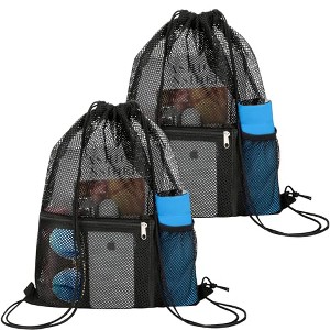 Generic 2 PACK Mesh Drawstring Backpack Bag, Multifunction Mesh - 1 of 4