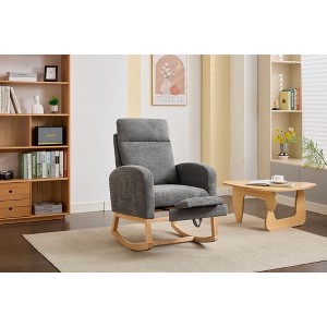 CAVINAS 15" Modern Rocking Chair Nursery,Upholstered Glider Rocking Armchair with Side Pocket,Living Room Accent Chair With High Backrest - 1 of 4