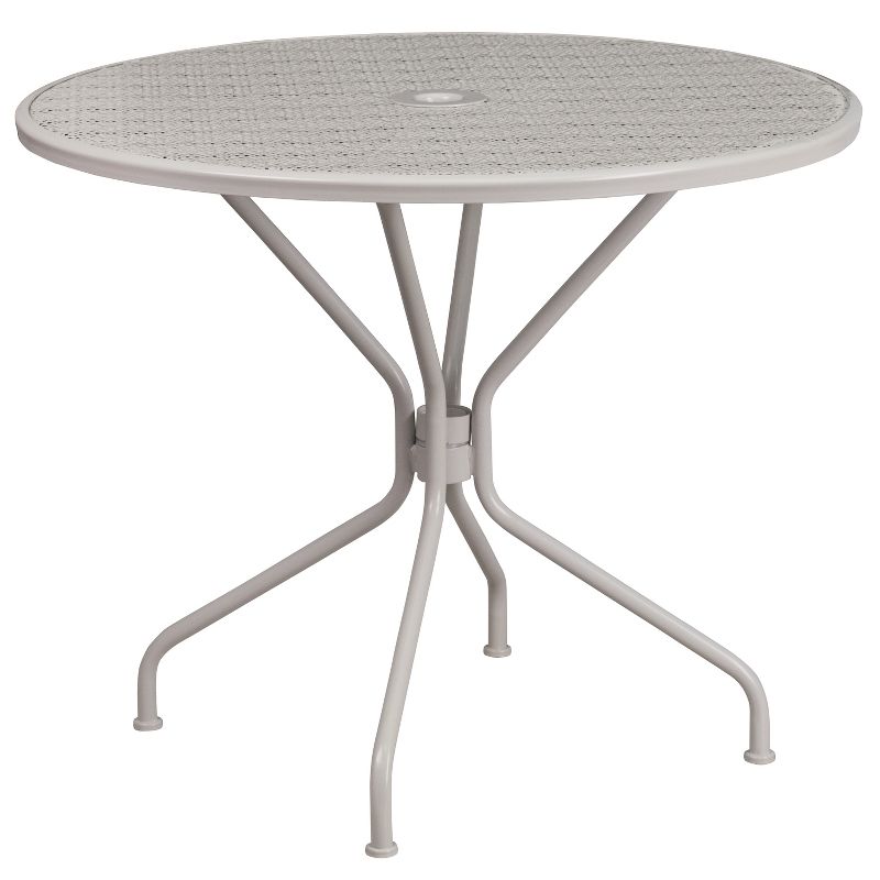 Flash Furniture Oia Commercial Grade 35.25" Round Indoor-Outdoor Steel Patio Table with Umbrella Hole, 1 of 9