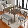 6-Piece Rectangular Wooden Dining Table Set with 4 Upholstered Chairs and Bench, Acacia Wood Frame for Kitchen or Dining Room - 2 of 4