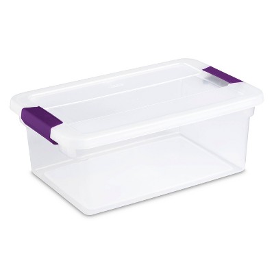 17 qt. Snap Top Plastic Storage Box in Clear with Gray Lid