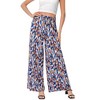 Whizmax Women's Wide Leg Pants Casual Palazzo Summer Flowy Pants Elastic High Waist Lounge Drawstring Long Trousers Leaf Print 3XL - 4 of 4