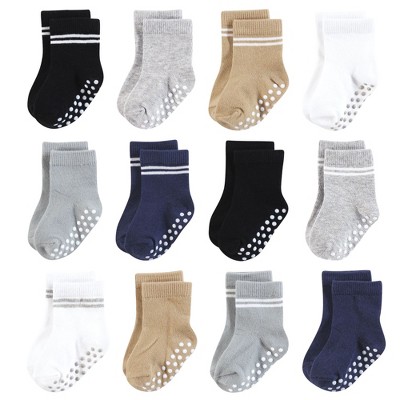 Hudson Baby Infant Boy Cotton Rich Newborn and Terry Socks, Athletic Stripe Neutral