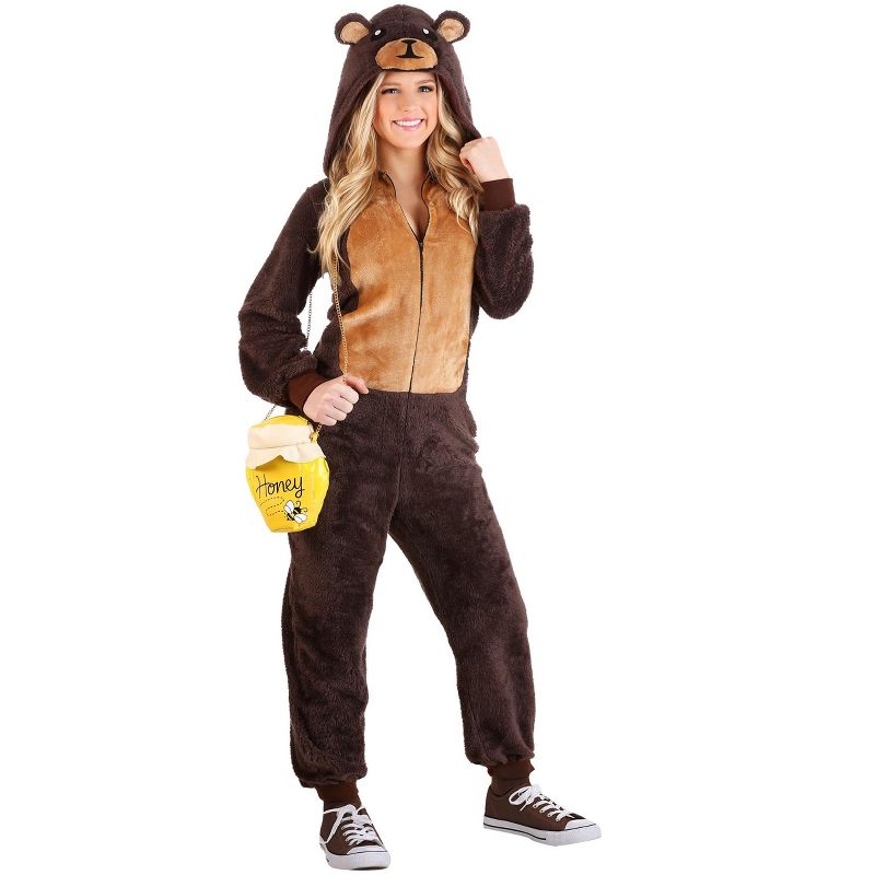 HalloweenCostumes.com Adult Jumpsuit Costume Brown Bear, 2 of 5