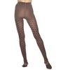 Memoi Diamond Patterned Cotton Blend Sweater Tights Taupe Heather M-L - 3 of 4