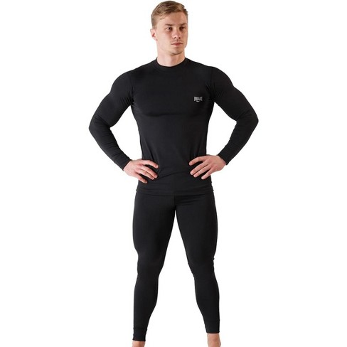 Everlast Mens Base Layer Set Underwear Thermal Compression Set Rash Guard  Top u0026 Bottom For Cold Weather – Large - Black : Target