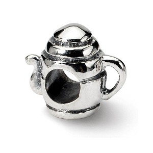 Black Bow Jewelry Sterling Silver Teapot Bead Charm - 1 of 4