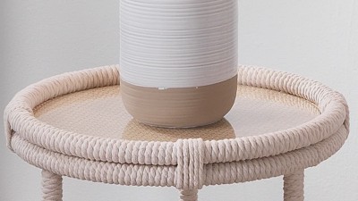 White Ceramic Table Lamp with Linen Shade and 3-Way Switch