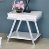 VYNXARIA Console Tables - Contemporary White End Table with High Gloss Finish, 26in Chrome Accents - 4 of 4