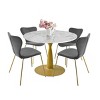 Harris+Flavia 5-Piece Round-Shaped Faux Marble Dining Table Set With 4 Velvet Upholstered Chairs Gold Legs -Maison Boucle - 2 of 4