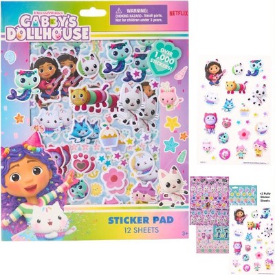 Gabby’s Dollhouse Stickers for Kids, 12 Sheet Sticker Book Set Including Puffy Stickers, 1000+ Stickers – Gabby, Mericat, Cakey, Pandy Paws
