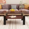 Rectangle Coffee Table, Tempered Glass Tabletop with MDF Layer, Black Iron Leg Modern Table, for Living Room - 3 of 4