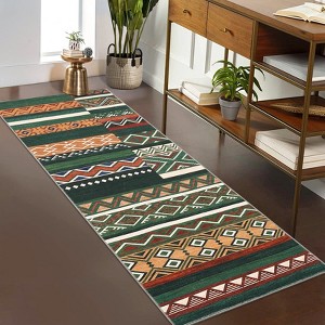 Vintage Geometric Patchwork Area Rugs for Living Room Machine Washable Carpet - 1 of 4