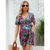 Summer Maternity Jumpsuit Women's  Short Sleeve Romper,Casual Jumpsuit High Waist Nursing Romper with Belt - 3 of 4