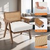 coucheta Mid Century Modern Accent Chair with Sturdy Wood Legs, Rattan Backrest & Thick Linen Cushion, Armchair for Bedroom Balcony Apartment - 3 of 4