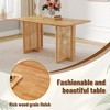 VYNXARIA Table and chair set.Ancient Style Solid Wood Dining Table, Imitation Rattan Table Legs, 6 Natural Wood Color Rubberwood Dining Chairs - 3 of 4
