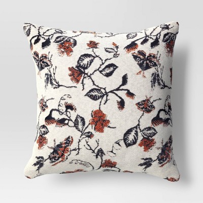 Halloween Botanical Woven Cotton Square Halloween Throw Pillow