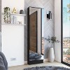 Vynxaria Modern Shoe Rack with Mirror - Single Door Cabinet, Five Adjustable Shelves, Black, Compact Design for Entryways - 2 of 4