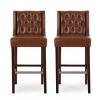 High Bar Stool Set Of 2,Armless Upholstered Bar Stool ,Kitchen Chairs With Wood Legs Footrest,Counter Reception Chair Tufted Back-Cuddlewood - 3 of 4