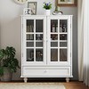 TIRAMISUBEST Modern Buffet Cabinet w/ Glass Doors & Drawer - Wooden Storage Sideboard for Dining & Living Room - 2 of 4