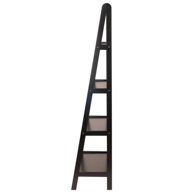 Transitional Espresso Wood 4-Tier Ladder Bookcase