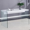 FURNIinspire Dining Tables Dining Table Coffee Table With White MDF Tabletop And Clear Tempered Glass Legs For Dining Room, White, 47"*28"*30" - 2 of 4