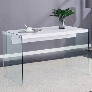 Racxily coffee table, density fiberboard and wooden stickers, with transparent tempered glass on both sides - 1 of 4