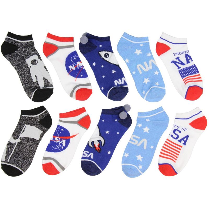 NASA Buzz Aldrin Family Foundation Adult Unisex 5 Pack Ankle Socks Multicoloured, 2 of 4