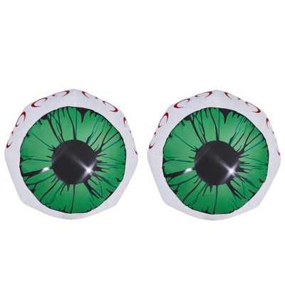 Syemin Decorative Holiday Scene Props 2 PC Halloween Inflatables Large Eyes Decoration, 3FT Blow Ups Green Eyes for Yard, Multicolored, 36"*36"*36"