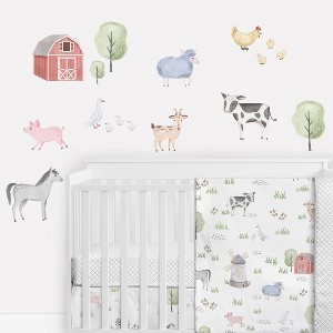 Sweet Jojo Designs Boy or Girl Gender Neutral Unisex Wall Decal Stickers Art Nursery Décor Farm Animals Multicolor 4pc - 1 of 3