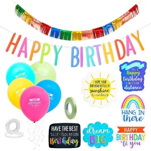 Blue Panda 30-Piece Car Decorations for Birthday Parade, Happy Birthday Banner & Garland, Balloons, Cutouts - 1 of 4