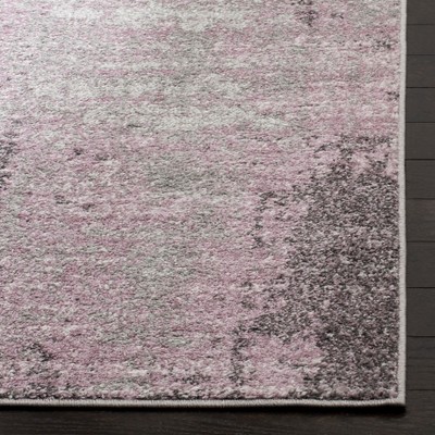 Gray and Purple Synthetic Modern Runner Rug, 2'6" x 6'