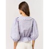 Women's Floral Print Puff Sleeve Top - lalavon - 3 of 4