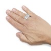 Haus of Brilliance Silver Diamond Accent Miracle-Set 9 Stone Ridged Band Gentlemen's Fashion Ring - 3 of 4