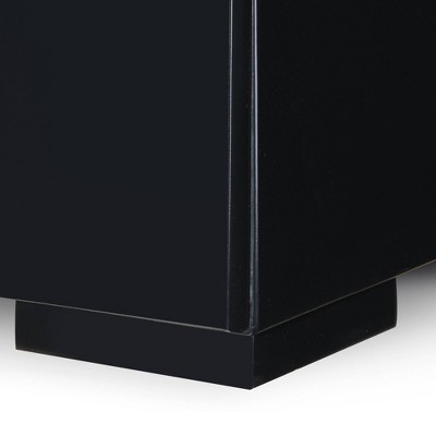 Belmont 3-Drawer Black Nightstand with Chrome Accents