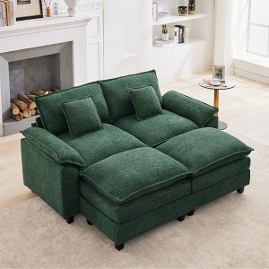 HYLEORY Chenille Fabric Pillow Top Arm U-Shaped Sectional Sofa , Indoor Convertible Modular Sectional Sofa Set with 2 Ottomans for Living Room - 1 of 4