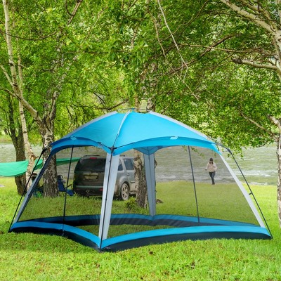 Sky Blue 12' x 12' Mesh Screen House Tent for 8 People