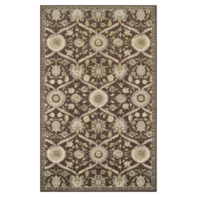 Traditional Damask Floral Medallion Border Sturdy Soft Polypropylene High-Traffic Indoor Rustic Farmhouse Area Rug by Blue Nile Mills, 1 of 6