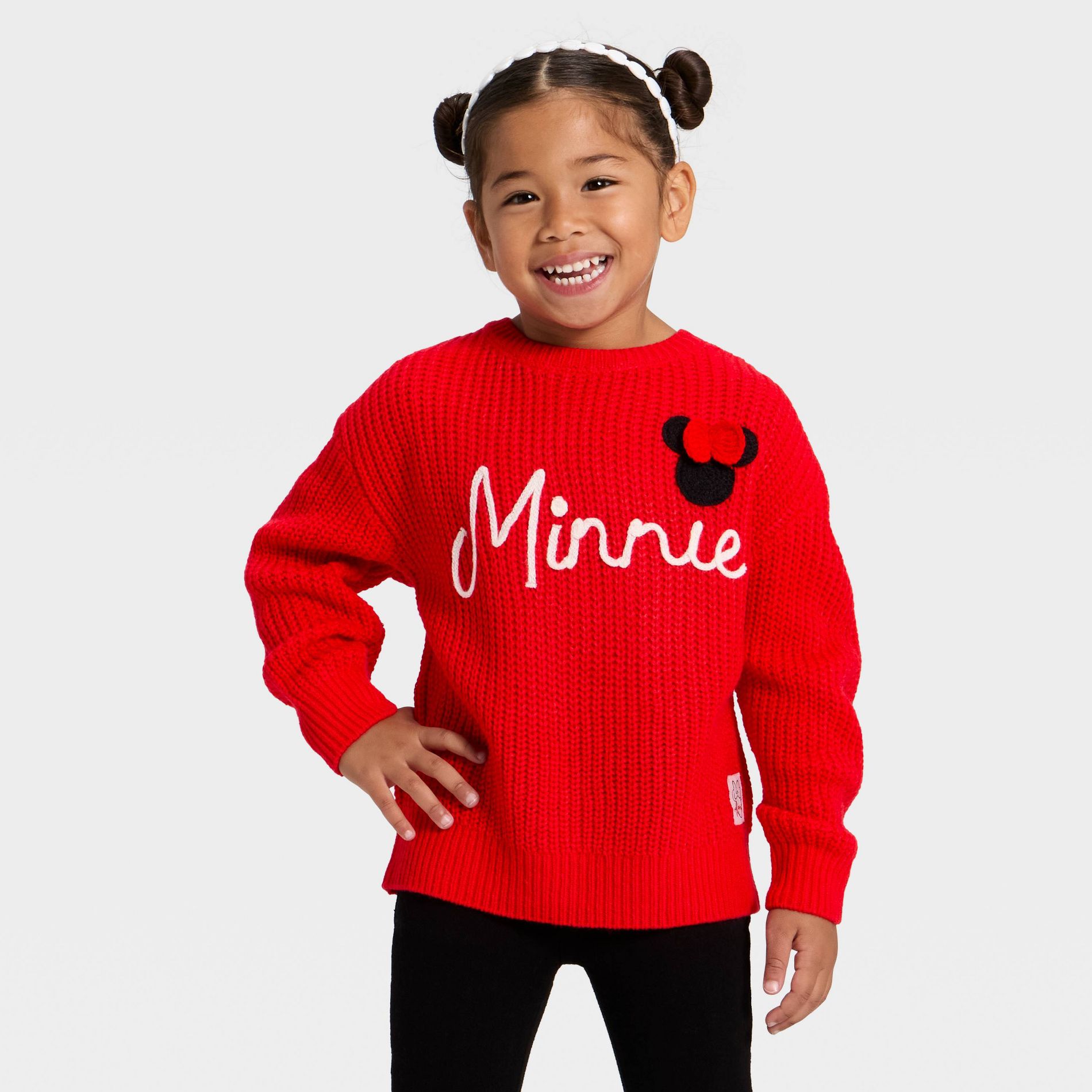 Toddler Girls' Disney Minnie Mouse Chunky Knit Sweater - Red
