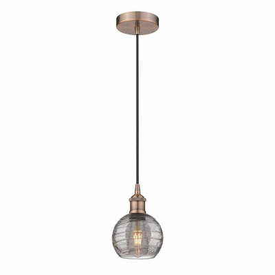 Athens Deco Swirl - 1 Light Mini Pendant In Industrial Style-8.75 Inches Tall and 6 Inches Wide