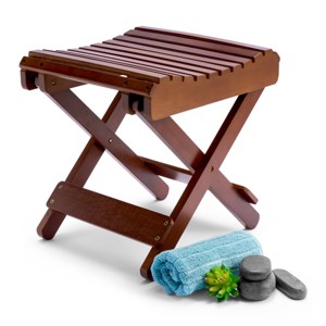 Sorbus Bamboo Folding Step Stool Bench - Great for Bathroom, Spa, Sauna, Collapsable Wooden Seat, Fully Assembled - 1 of 4