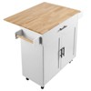 Dexmalle Kitchen Island Cart with Solid Wood Top with Spice Rack and Towel Rack,White - 3 of 4