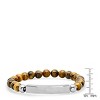 Men's stone and stainless steel Our Father english prayer id bracelet. Color Options: Brown, Gray, Blue - 3 of 4
